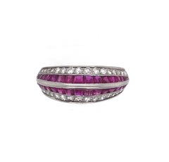 Platinum, Ruby and Diamond Bombé Ring