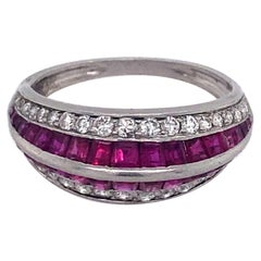 Platinum, Ruby and Diamond Bombé Ring