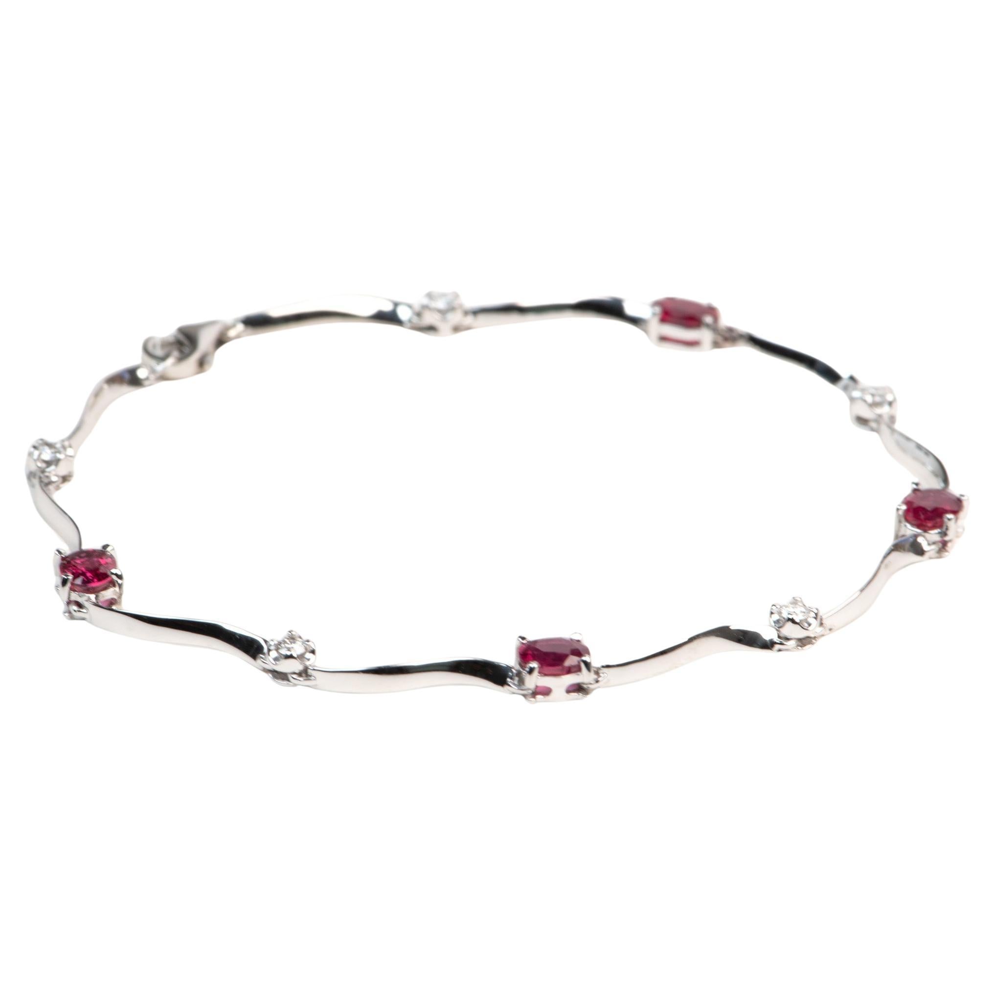 Pulsera de rubíes y diamantes en platino 7,5" R2134