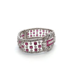 Platinum Ruby and Diamond Bracelet Art Deco