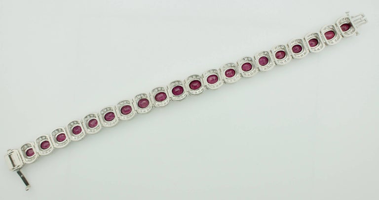 Platinum Ruby and Diamond Bracelet, circa 1970s at 1stDibs