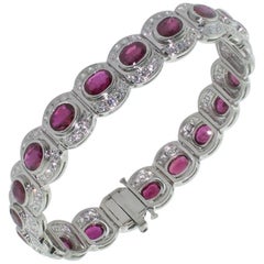 Platinum Ruby and Diamond Bracelet, circa 1970s