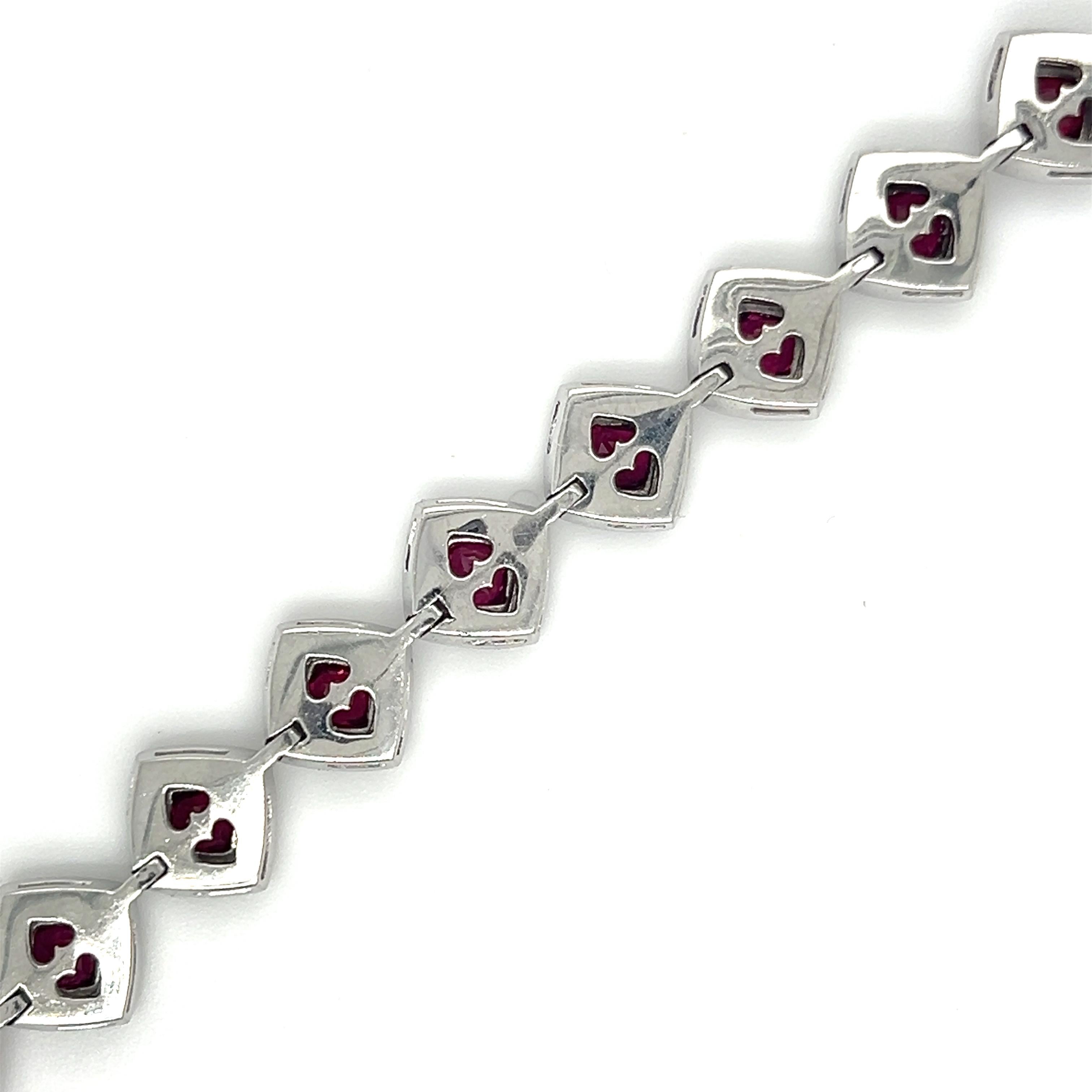 Modern Platinum Ruby and Diamond Bracelet For Sale