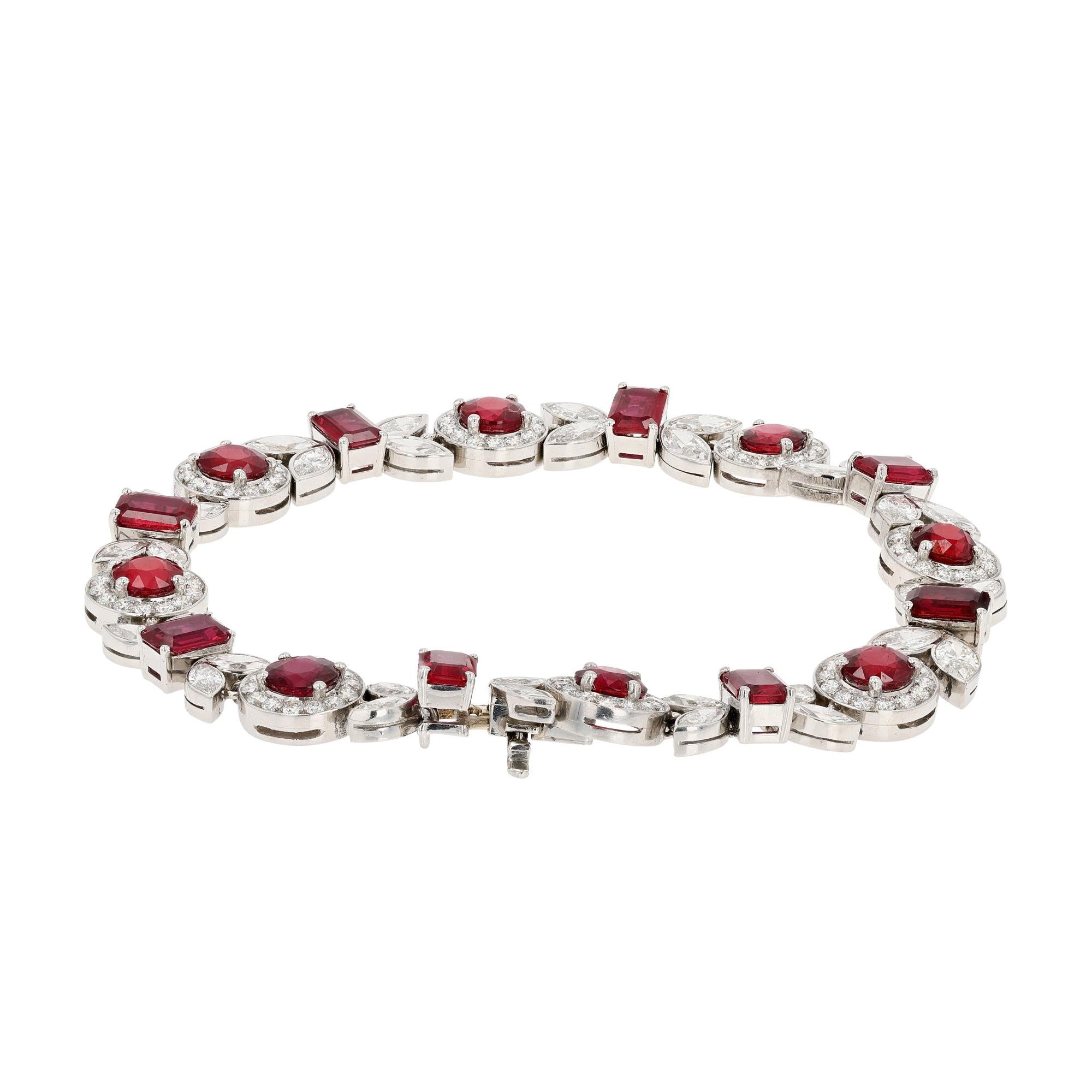 Women's or Men's Platinum. Ruby, and Diamond Bracelet For Sale