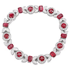 Platinum. Ruby, and Diamond Bracelet