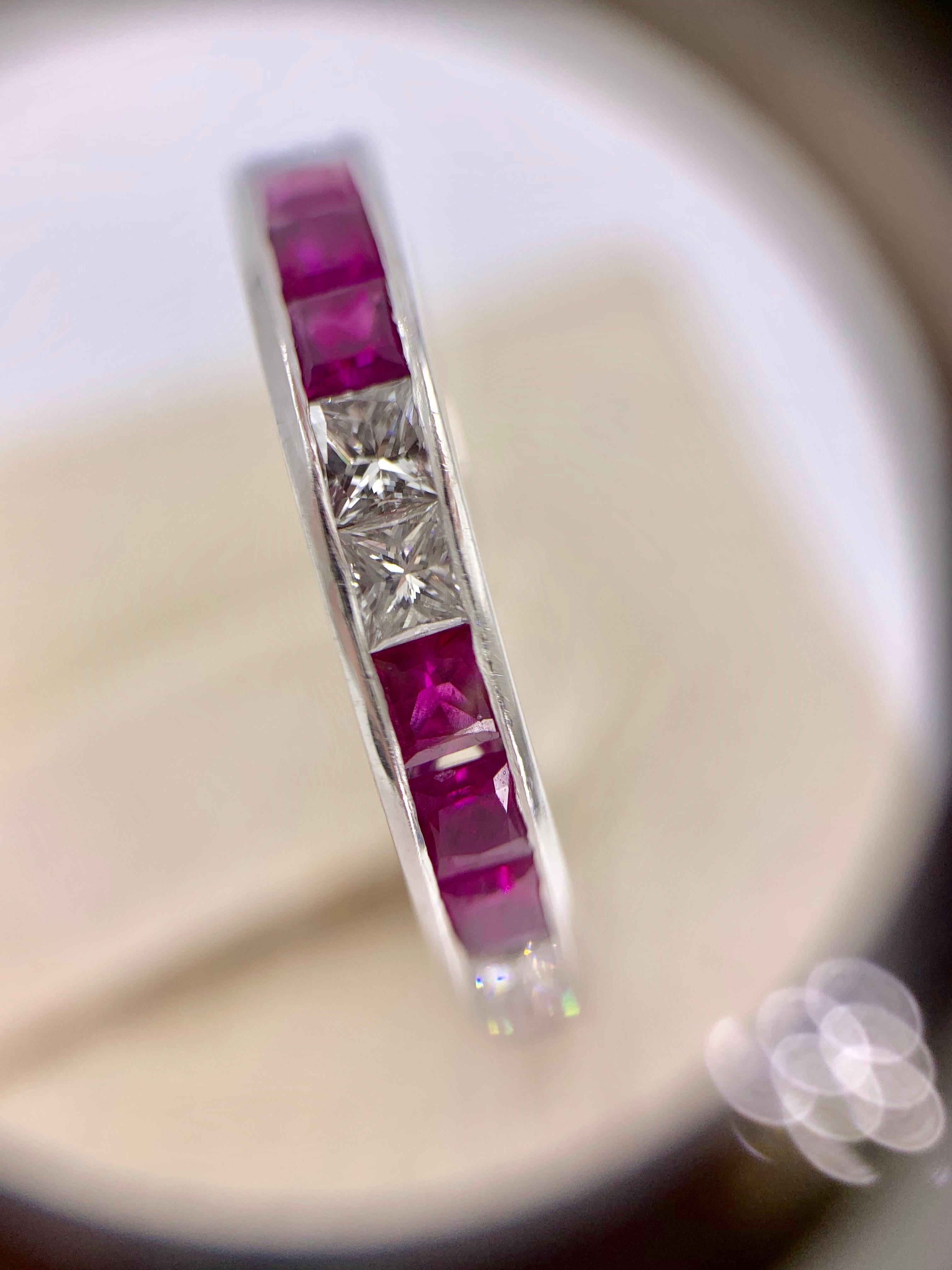 platinum ruby and diamond eternity ring