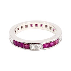 Platinum Ruby and Diamond Channel Set Eternity Band