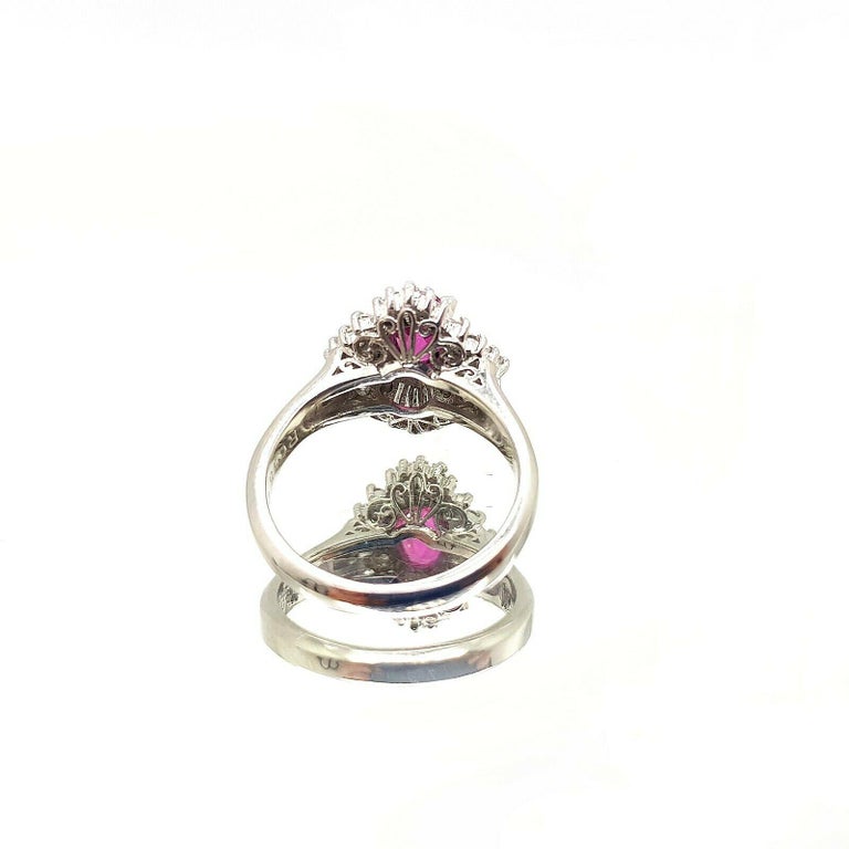 Platinum Ruby and Diamond Cocktail Ring For Sale at 1stDibs