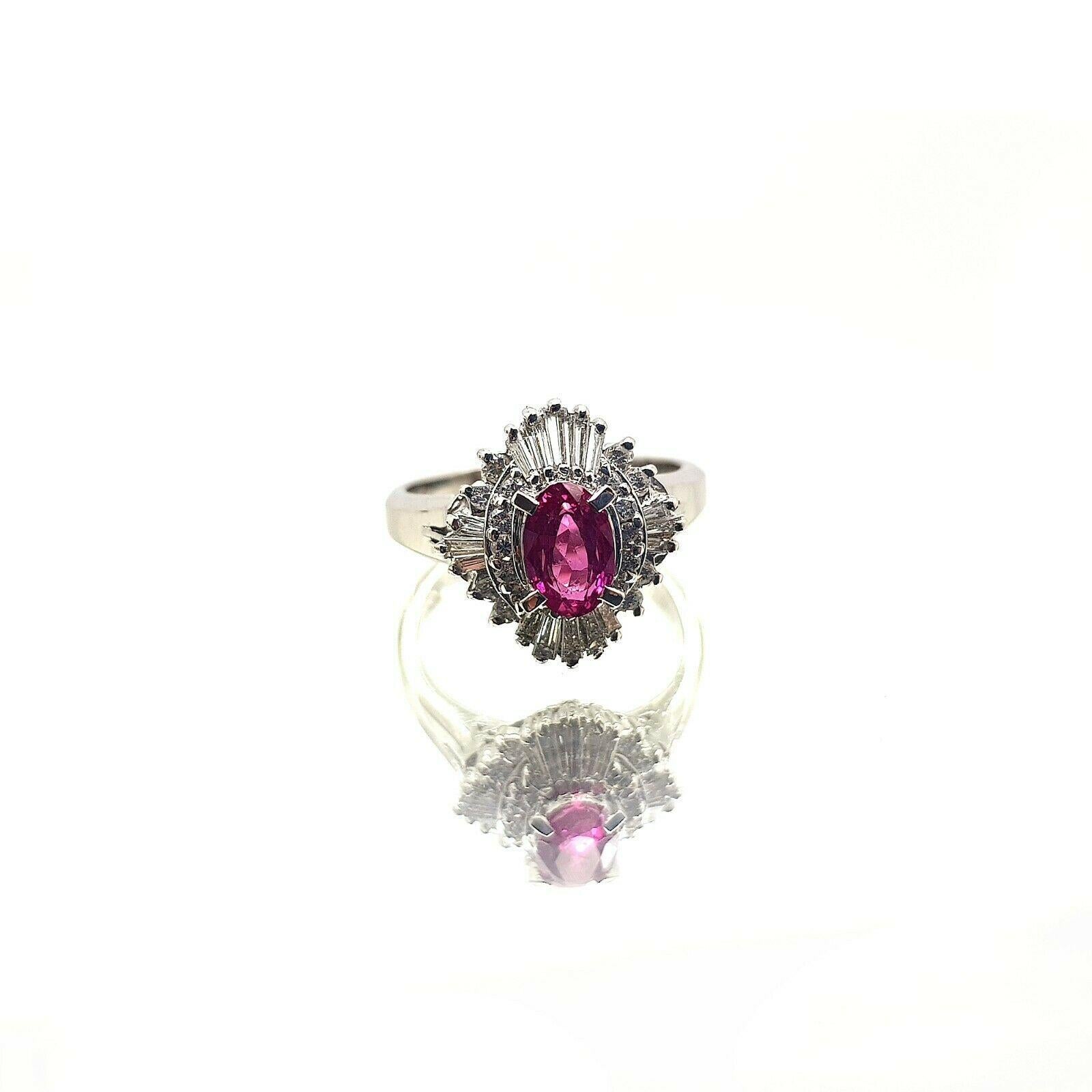 Oval Cut Platinum Ruby and Diamond Cocktail Ring For Sale