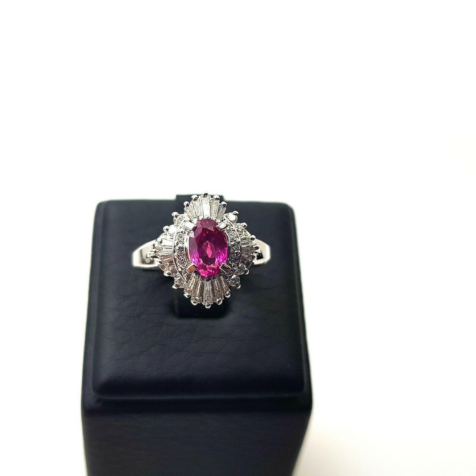 Women's or Men's Platinum Ruby and Diamond Cocktail Ring For Sale