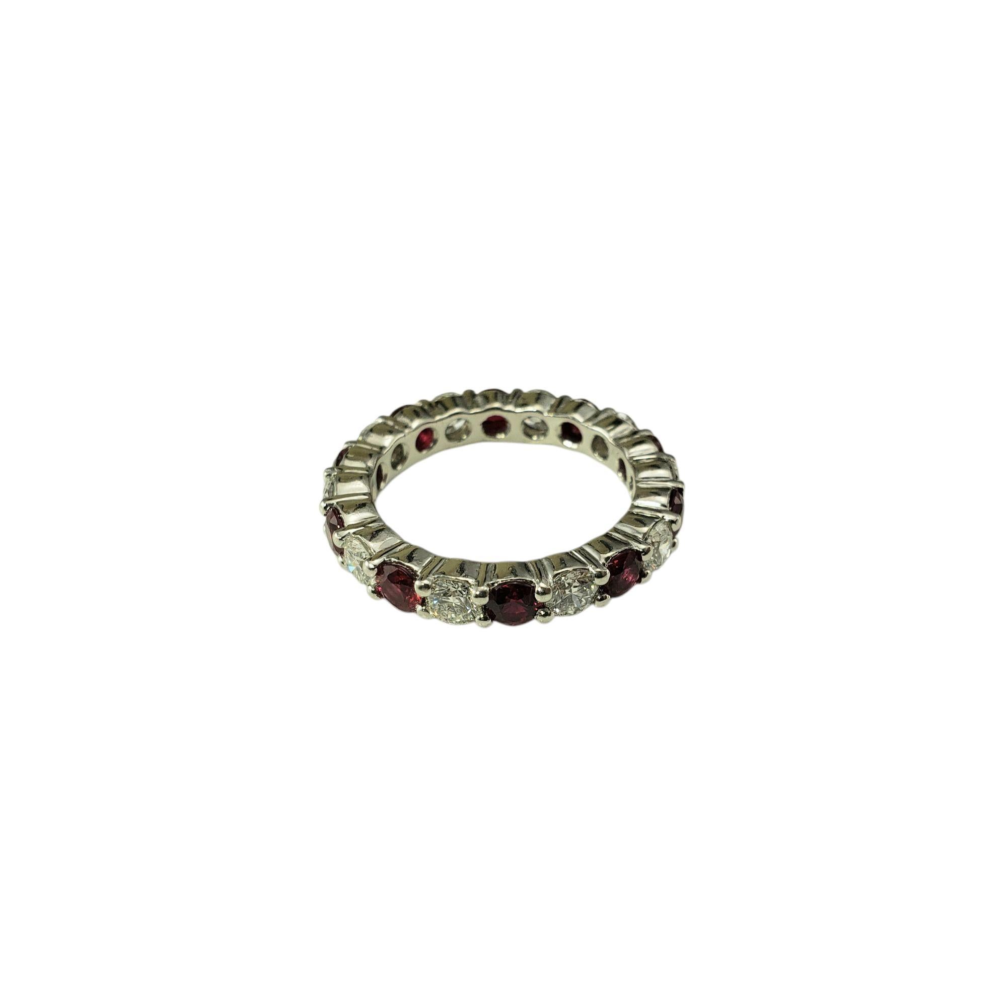 Contemporain Platinum Ruby and Diamond Eternity Band Ring Size 6.75 #21766 en vente