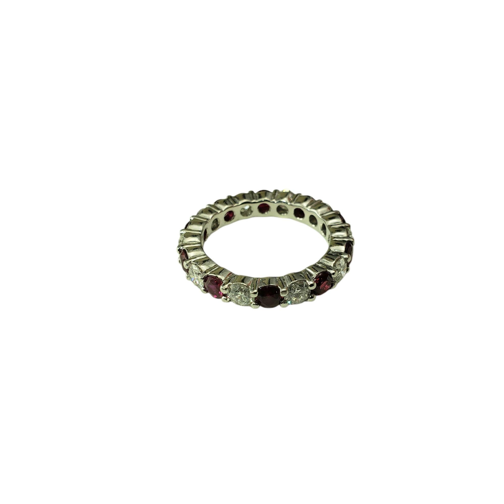 Platinum Ruby and Diamond Eternity Band Ring Size 6.75 #21766 Bon état - En vente à Washington Depot, CT