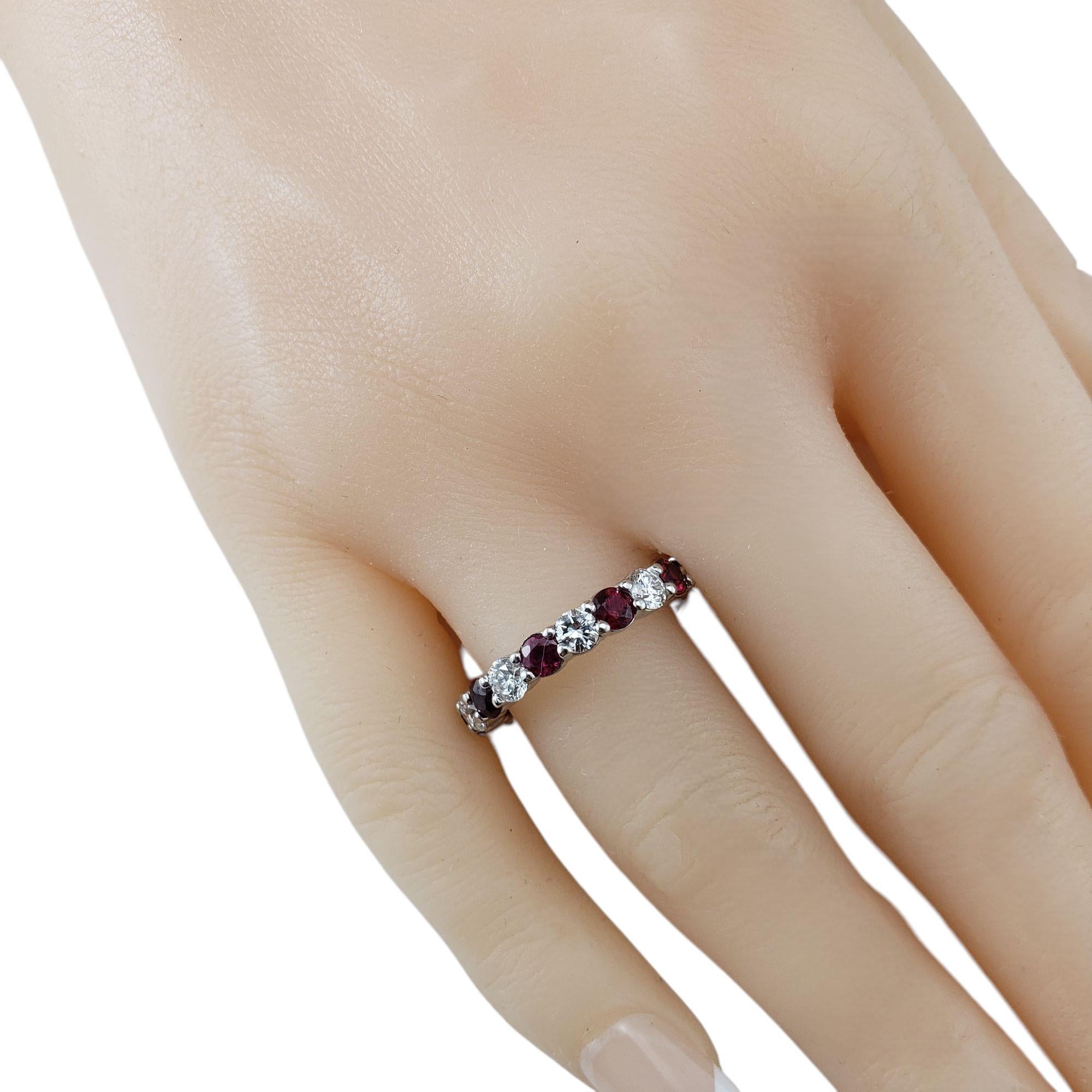 Platinum Ruby and Diamond Eternity Band Ring Size 6.75 #21766 en vente 2