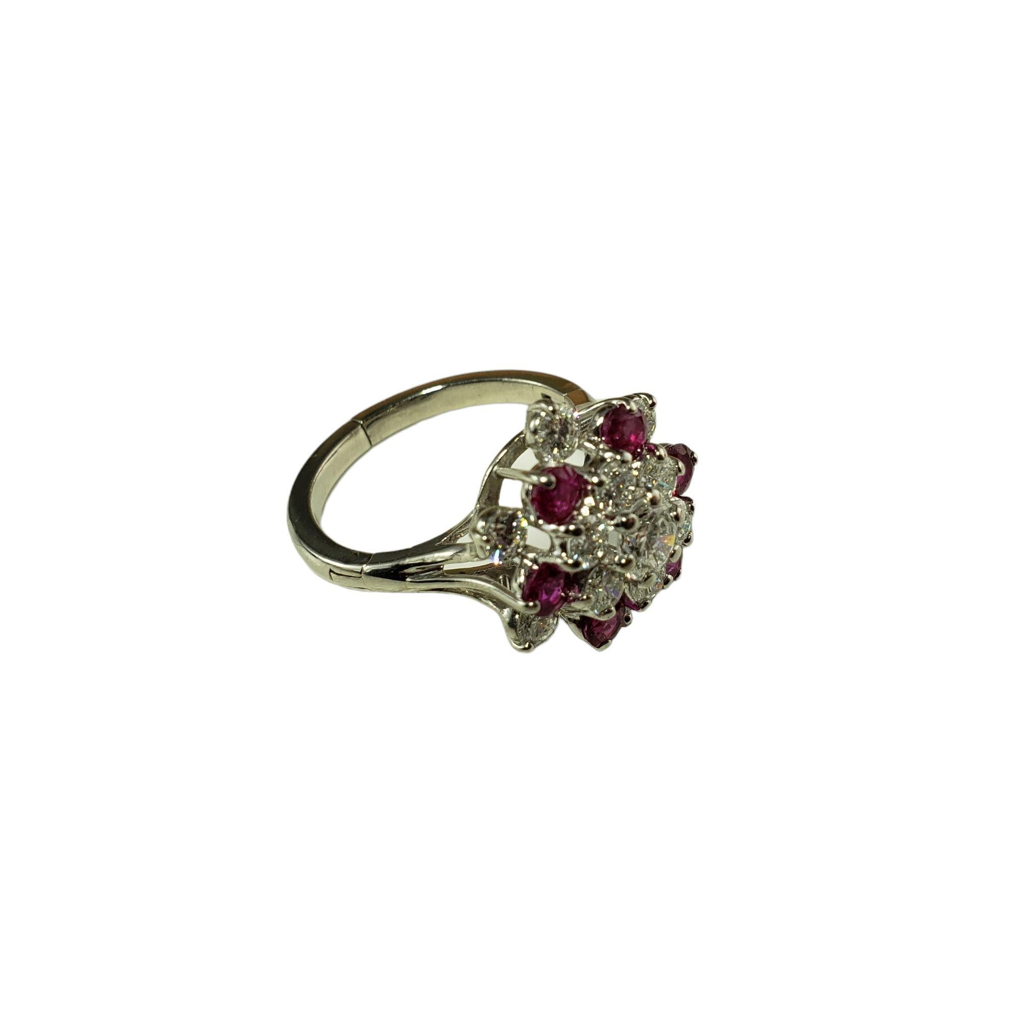 Platinum Ruby and Diamond Expandable Ring Size 7.75 #14593 In Good Condition For Sale In Washington Depot, CT