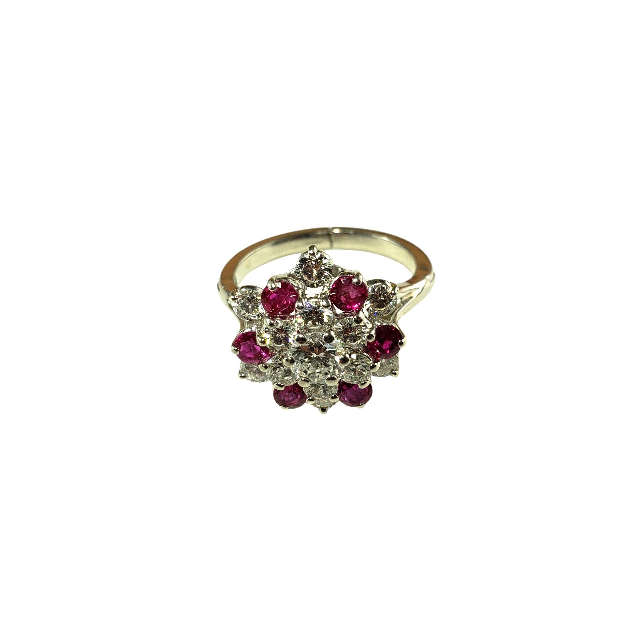 Women's Platinum Ruby and Diamond Expandable Ring Size 7.75 #14593 For Sale