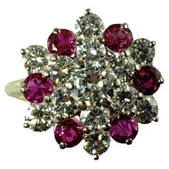 Vintage Platinum Ruby and Diamond Expandable Ring Size 7.75 #14593