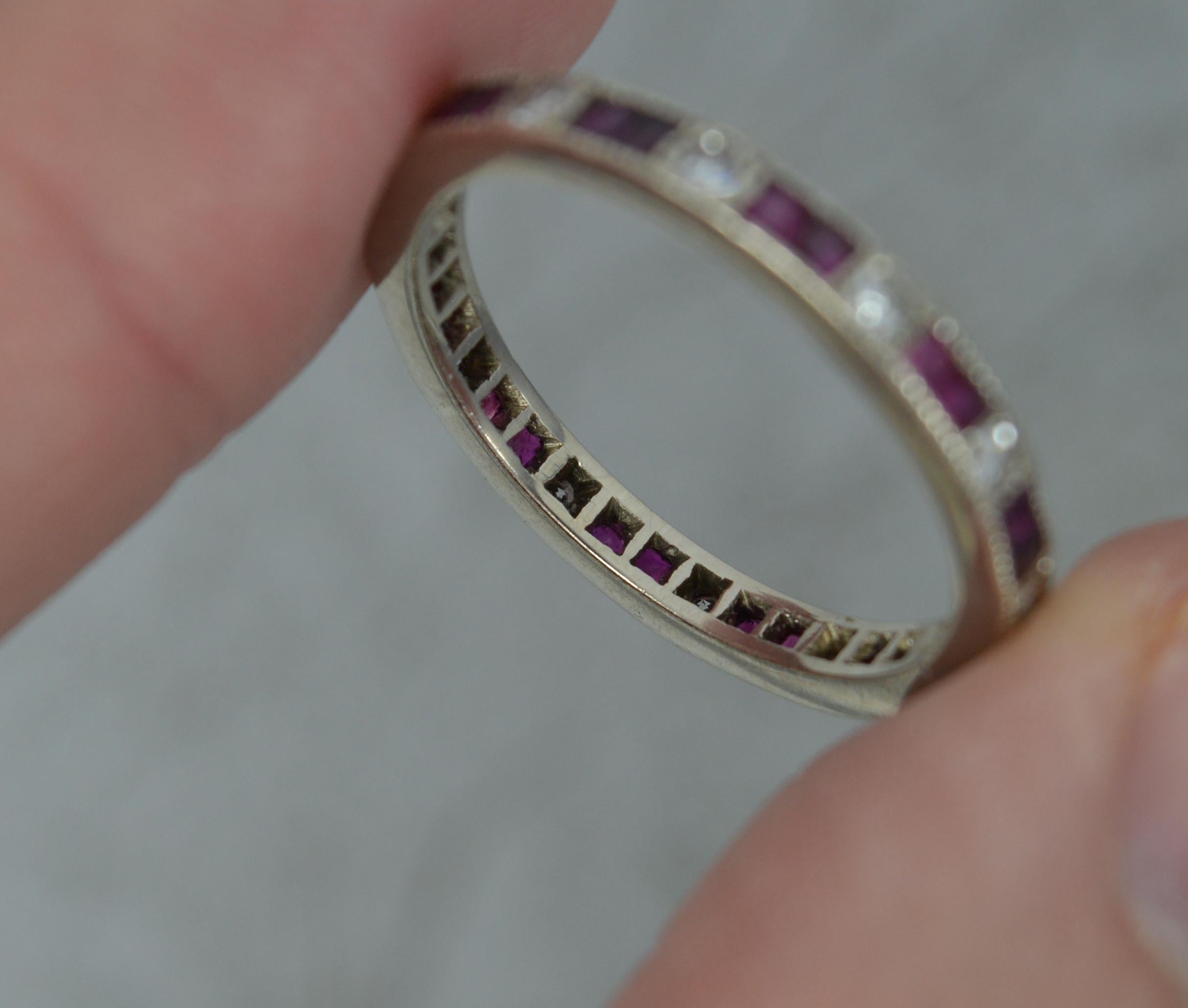 Platinum Ruby and Diamond Full Eternity Stack Ring In Excellent Condition In St Helens, GB