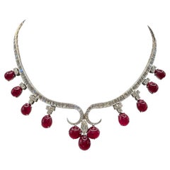 Platinum Ruby and Diamond Necklace