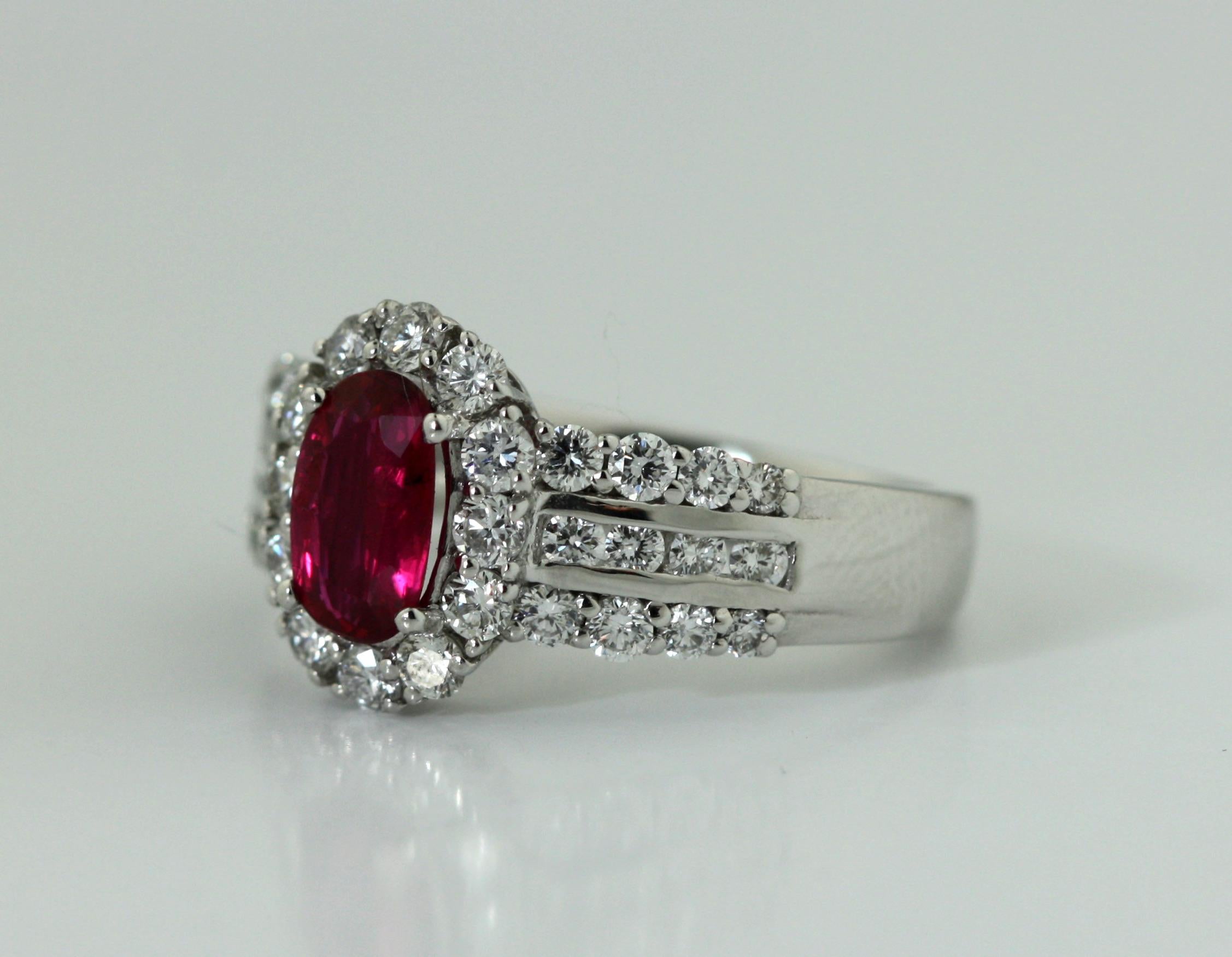 Platinum, Ruby and Diamond Ring In Good Condition In Palm Beach, FL