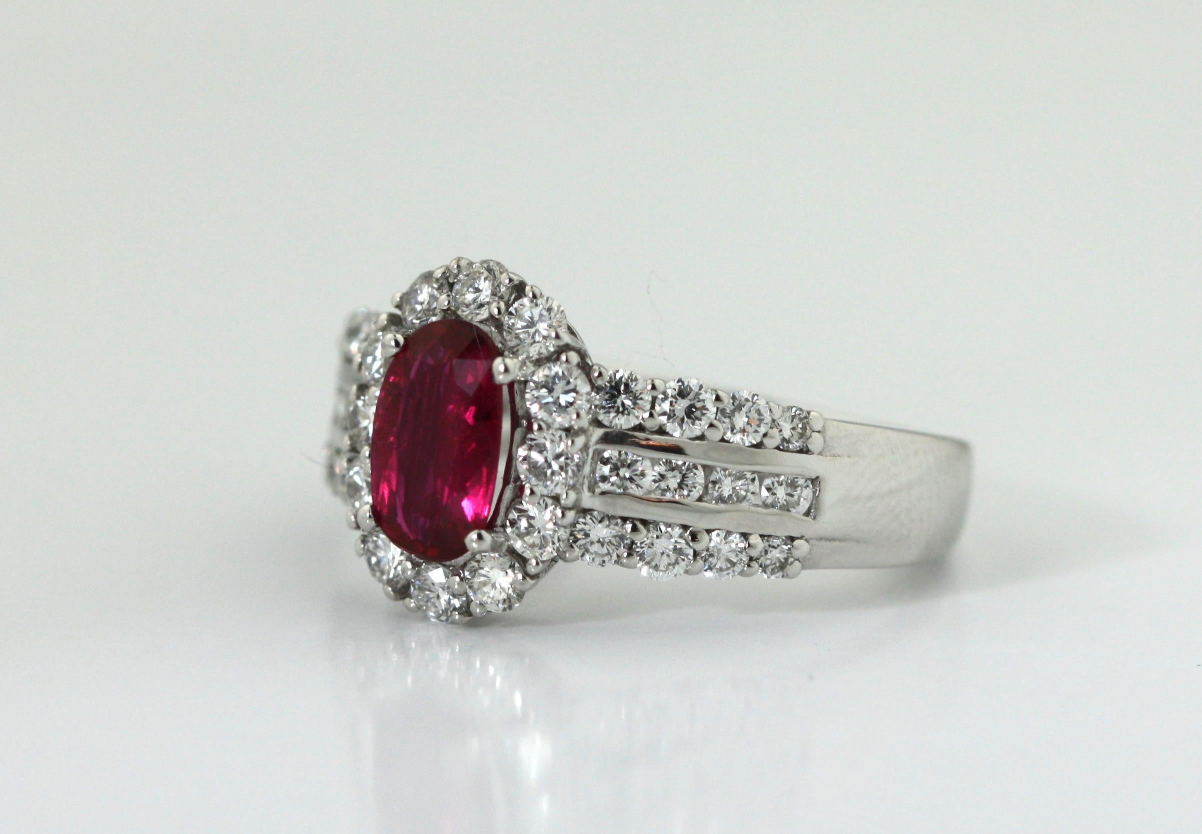 Women's or Men's Platinum, Ruby and Diamond Ring