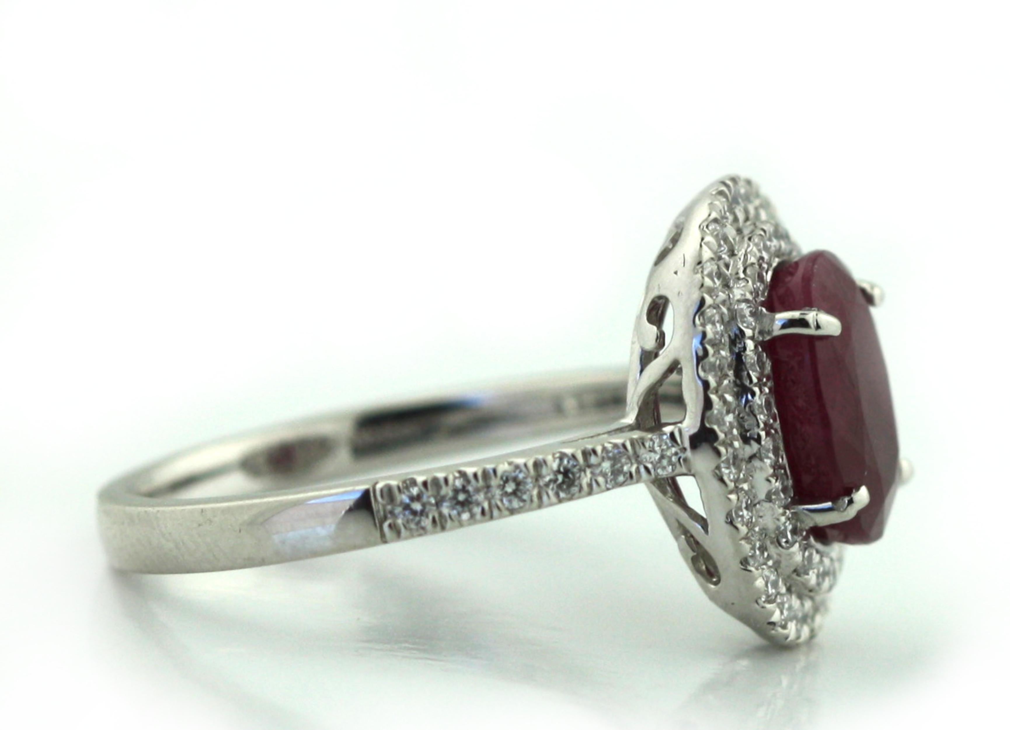 Women's or Men's Platinum Ruby and Diamond Ring