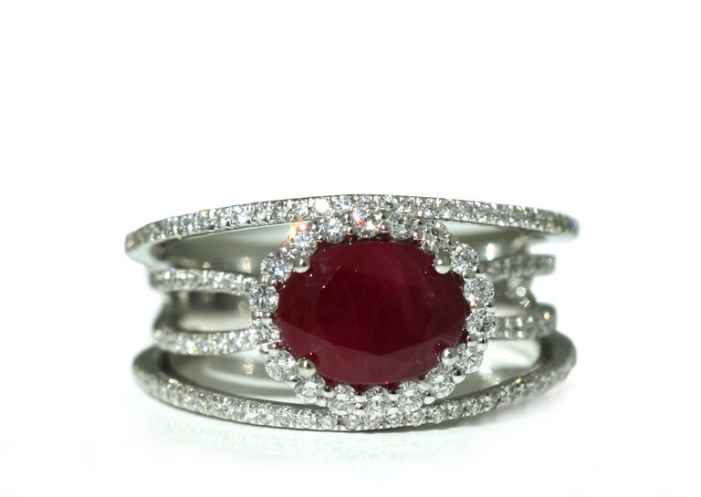 Platinum Ruby and Diamond Ring For Sale at 1stDibs