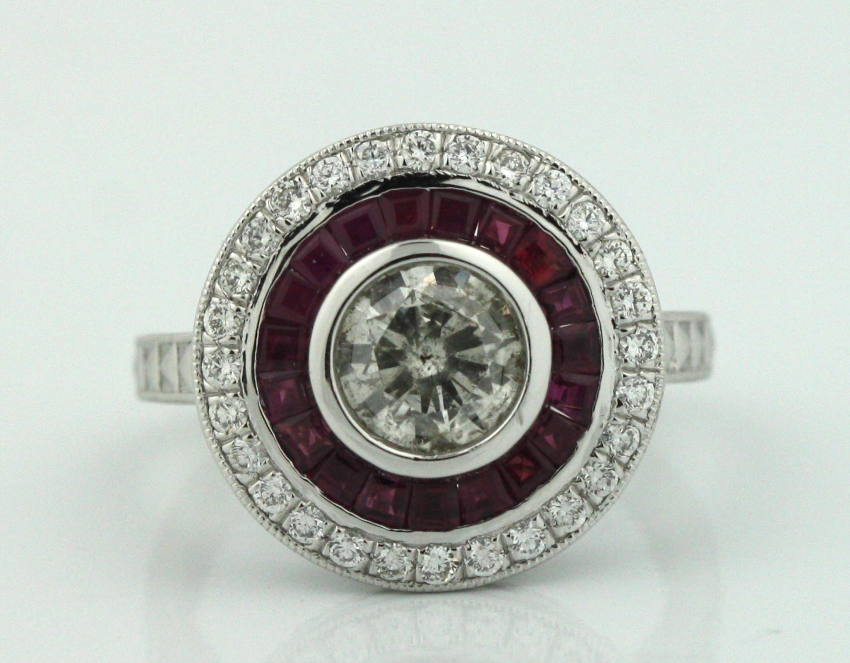 For Sale:  Platinum Ruby and Diamond Ring 7