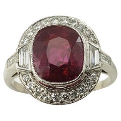 Platinum Ruby and Diamond Ring Size 6.75