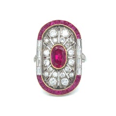 Platinum Ruby and Diamond Vintage Ring