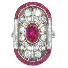 Platinum Ruby and Diamond Vintage Ring