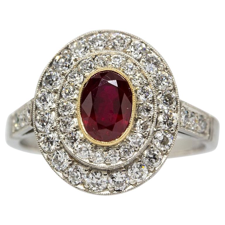 Platinum Ruby and Diamonds Ring For Sale