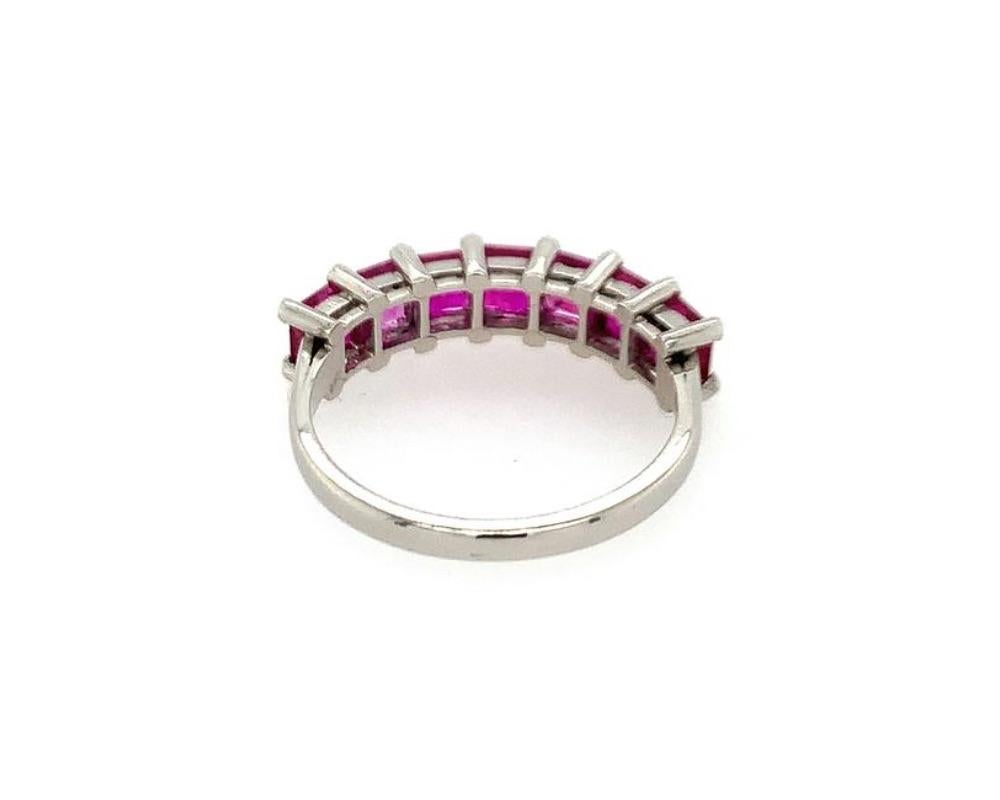 Platinum Burma Ruby Band Ring In Excellent Condition For Sale In New York, NY