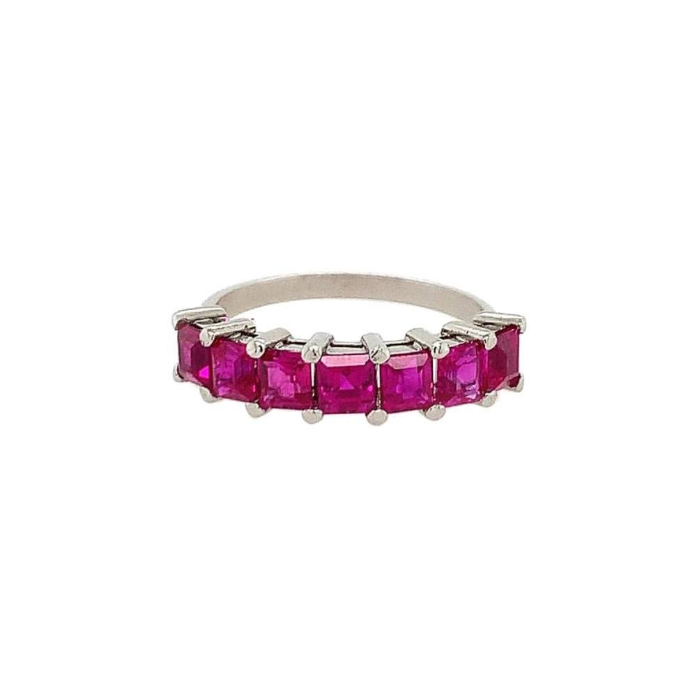 Platinum Burma Ruby Band Ring For Sale