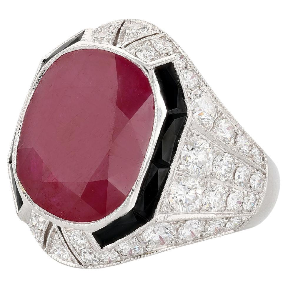 Platinum, Ruby, Diamond, and Onyx Ring