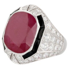 Platinum, Ruby, Diamond, and Onyx Ring