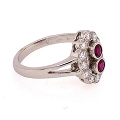 Platinum Ruby Diamond Cluster Ring