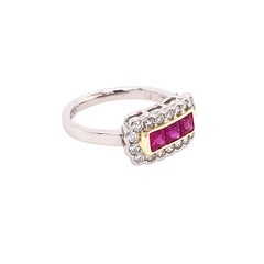 Platinum Ruby Diamond Cluster Ring