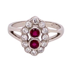 Platinum Ruby Diamond Cluster Ring
