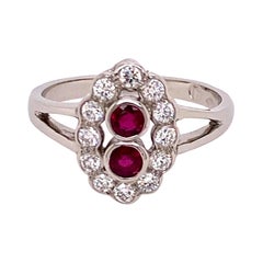 Platinum Ruby Diamond Cluster Ring