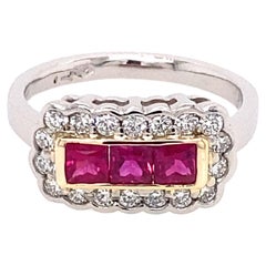 Platinum Ruby Diamond Cluster Ring
