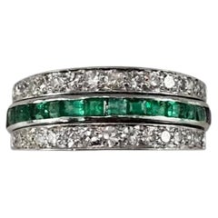 Platinum Ruby, Diamond, Emerald Reversible Band Size 6.5 Certified #25030