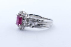 Platinum and Ruby Diamond Engagement or Dress Ring