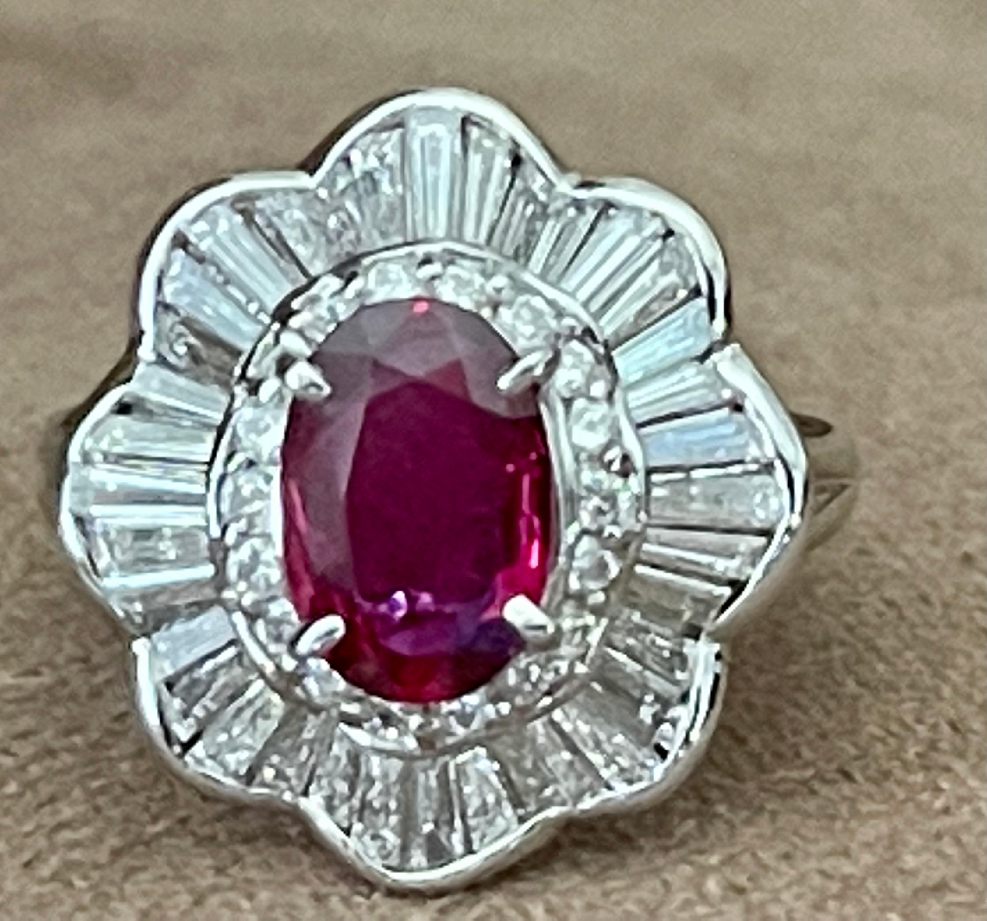 Contemporary Platinum Ruby Diamond Entourage Ring For Sale