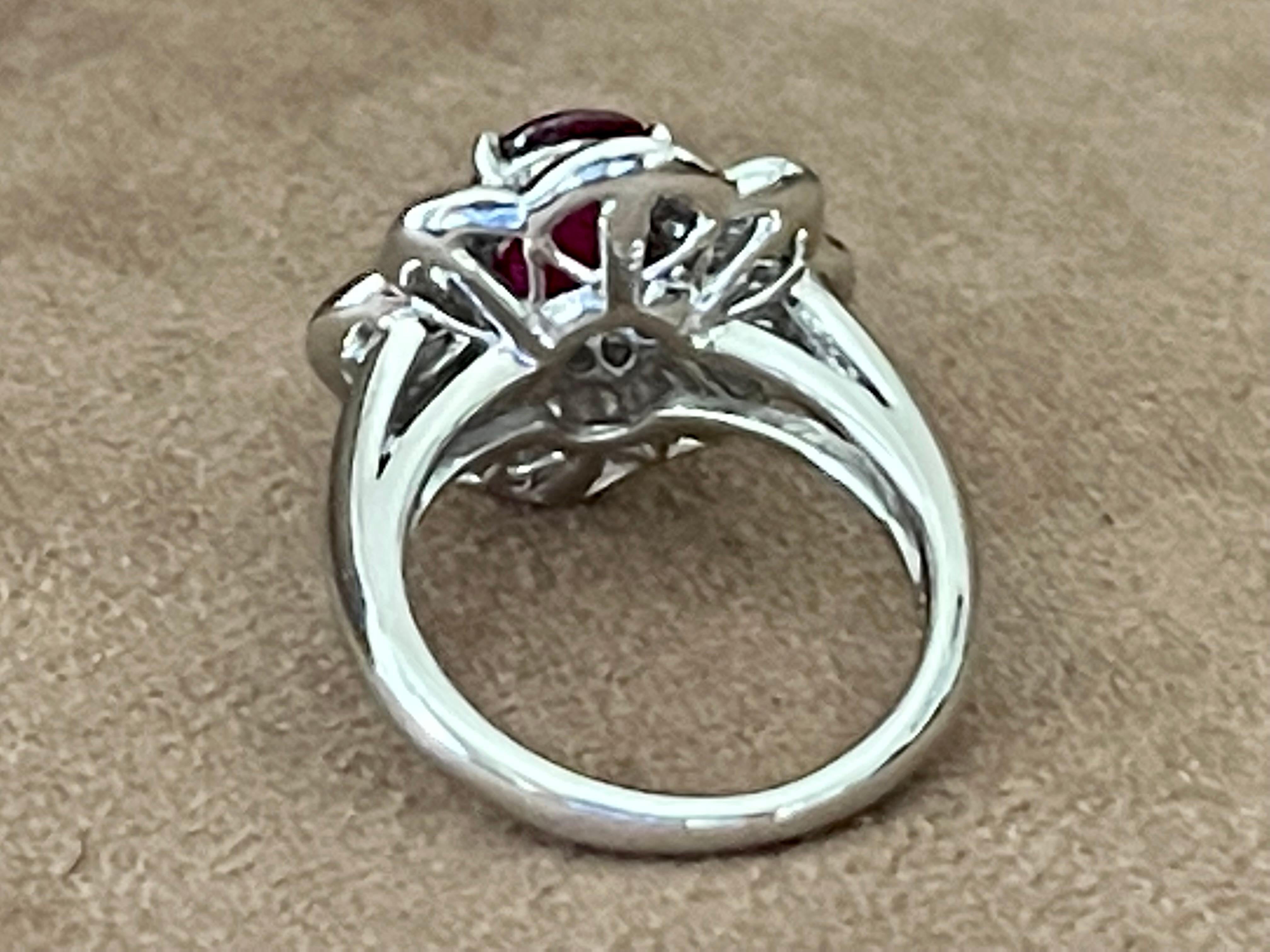 Oval Cut Platinum Ruby Diamond Entourage Ring For Sale