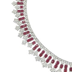 Platinum Ruby Diamond Fringe Necklace