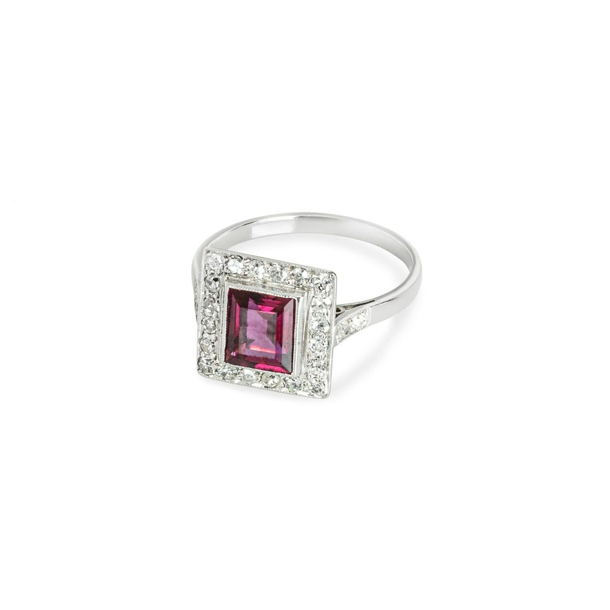Platinum Ruby & Diamond Ring 1.30ct In Excellent Condition For Sale In London, GB