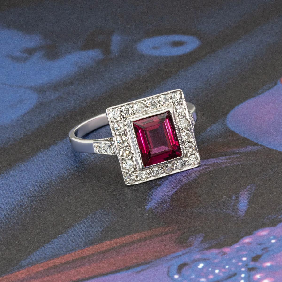 Platinum Ruby & Diamond Ring 1.30ct For Sale 3