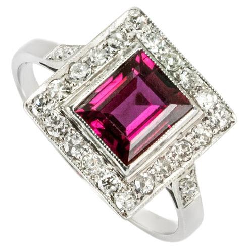 Platinum Ruby & Diamond Ring 1.30ct For Sale