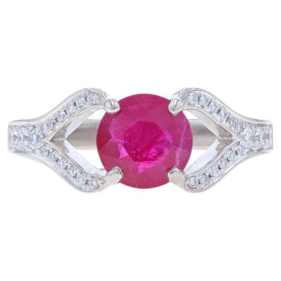 Platinum Ruby & Diamond Ring - Round 1.92ctw