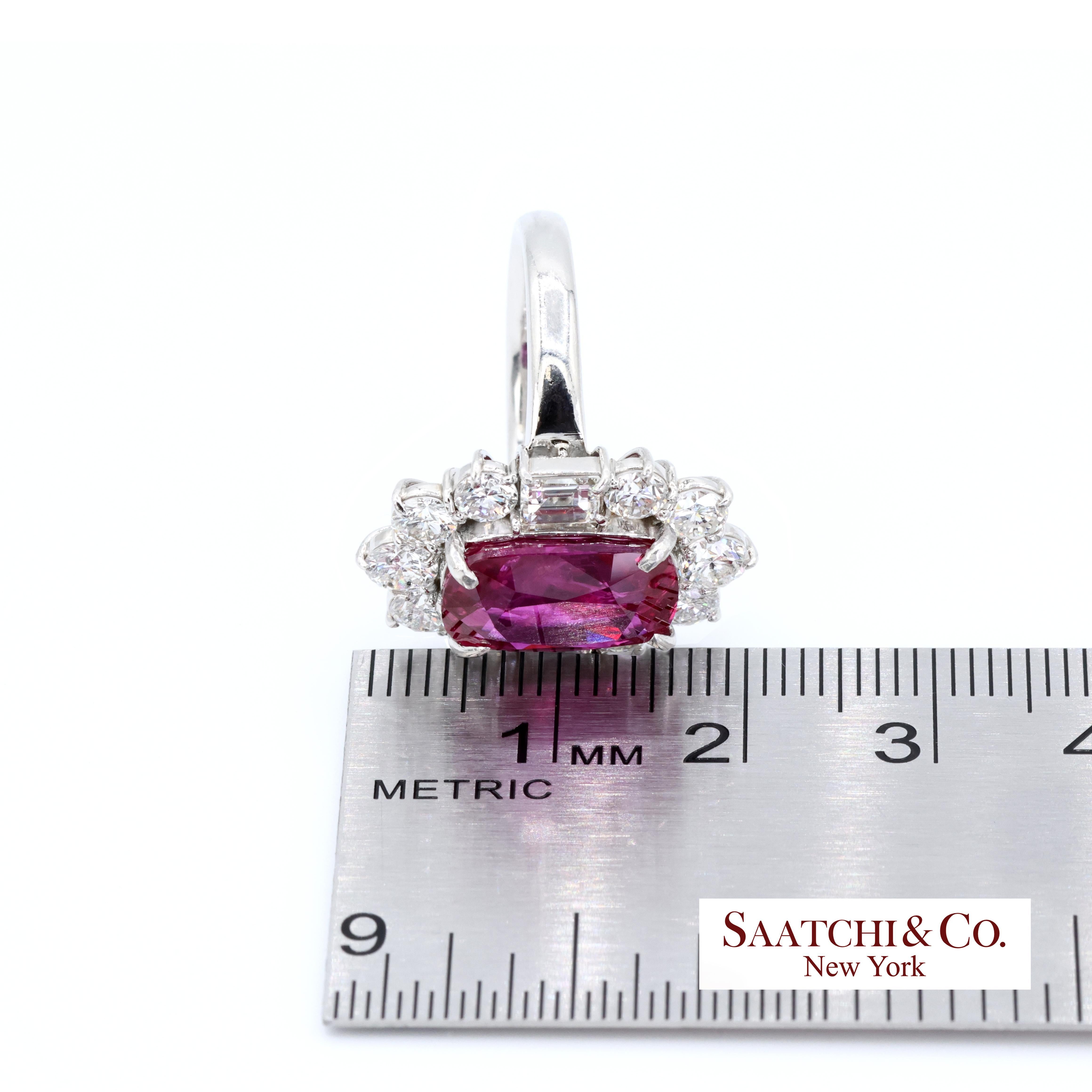 Bague femme en platine rubis diamant taille 6.75 Cocktail Mozambique en vente 5